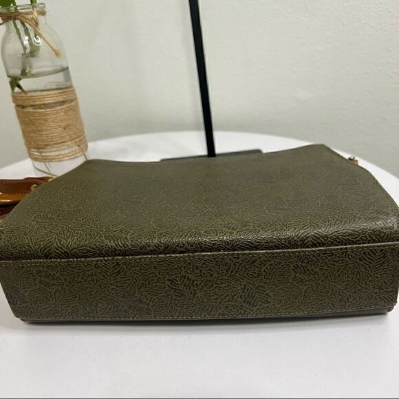 Nina Ricci Paris Crossbody Shoulder Bag Olive & Brown with Leaf Logo Vintage - Picture 6 of 9